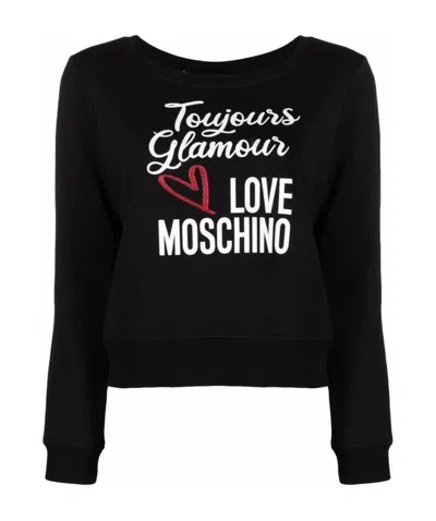 Moschino Logo Printed Sweater In Black