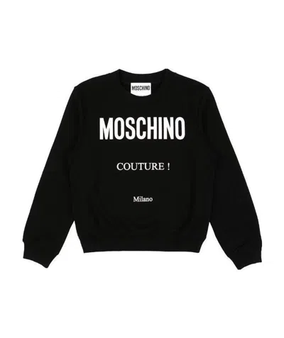 Moschino Logo Printed Sweater In Black