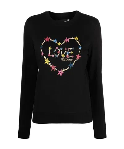 Moschino Logo Printed Sweater In Black