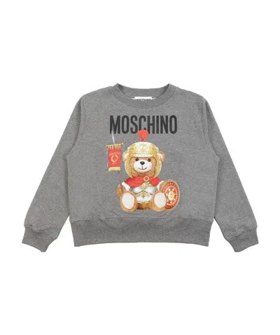 Moschino Logo Printed Sweater In Gray