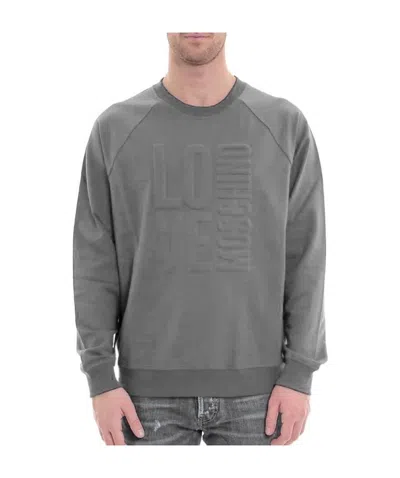 Moschino Logo Printed Sweater In Gray