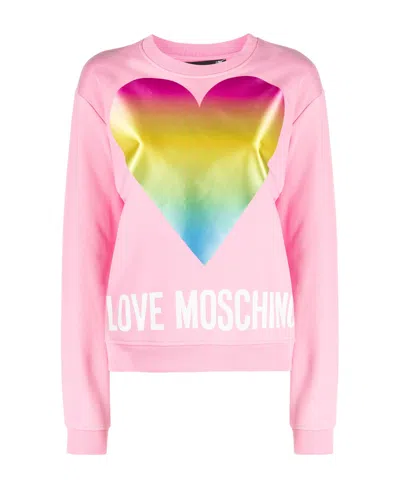Moschino Logo Printed Sweater In Pink