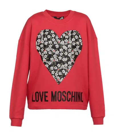 Moschino Logo Printed Sweater In Red
