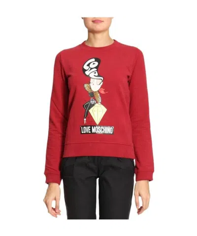 Moschino Logo Printed Sweater In Red