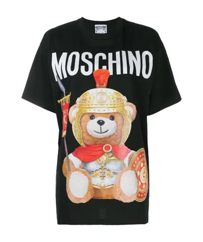 Moschino Logo Printed T-shirt In Black