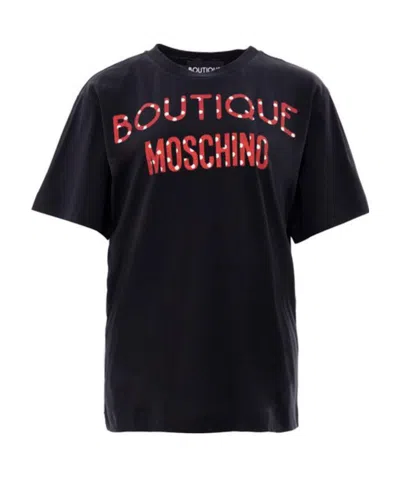 Moschino Logo Printed T-shirt In Black