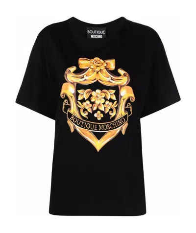 Moschino Logo Printed T-shirt In Black