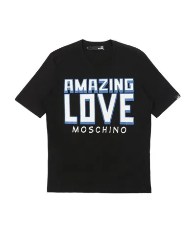 Moschino Logo Printed T-shirt In Black