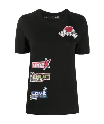Moschino Logo Printed T-shirt In Black