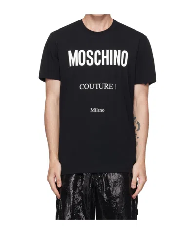 Moschino Logo Printed T-shirt In Black