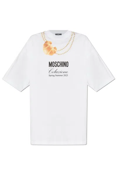 Moschino Logo Printed T-shirt Dress In White