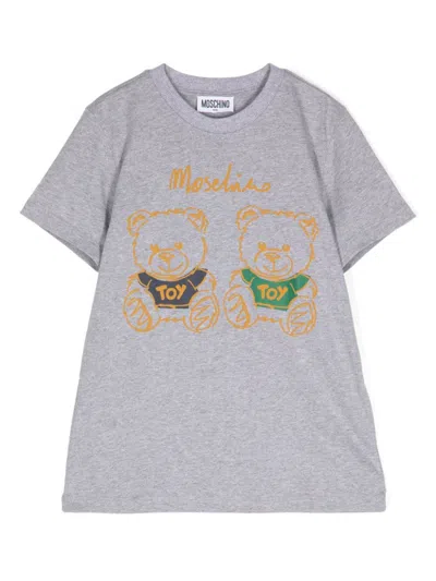 Moschino Kids' Logo-printed T-shirt In Grey