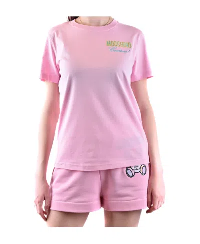 Moschino Logo Printed T-shirt In Pink