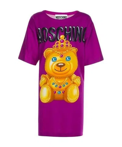 Moschino Logo Printed T-shirt In Purple