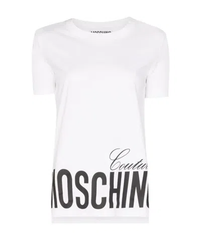 Moschino Logo Printed T-shirt In White