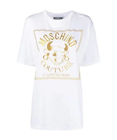 Moschino Logo Printed T-shirt In White