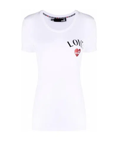 Moschino Logo Printed T-shirt In White