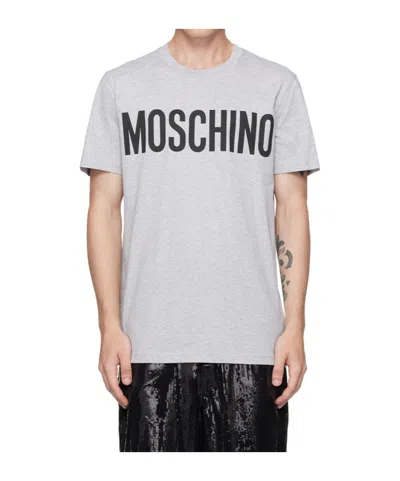 Moschino Gray Bonded Logo T-shirt In Multi Grey