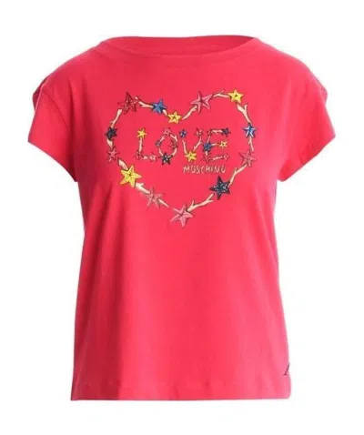 Moschino Logo Printed T-shirt With One Collar In Red