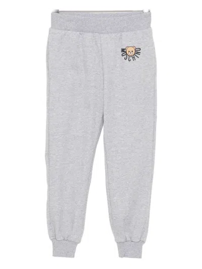 Moschino Kids' Logo-printed Track Pants In Gray