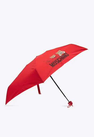 Moschino Logo-printed Umbrella In Red