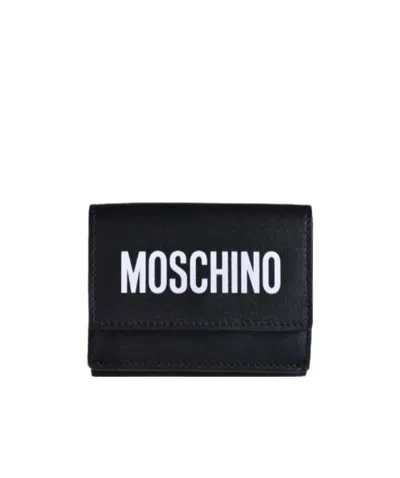 Moschino Logo Printed Wallet In Black