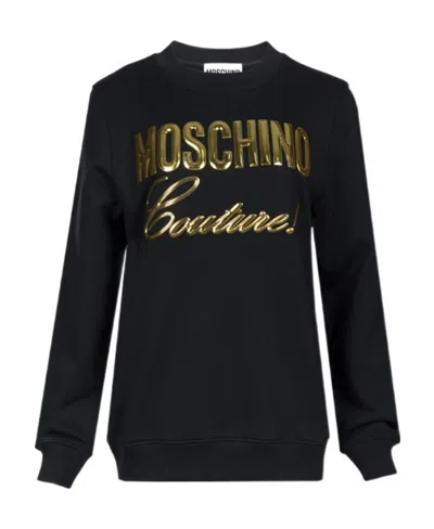 Moschino Logo Pullover Sweater In Black