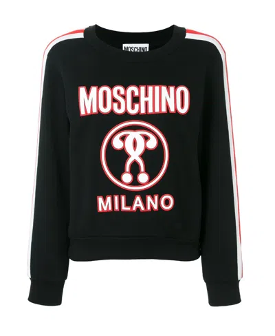 Moschino Logo Question Mark Printed Hoodie In Black
