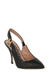Moschino Logo Quilt Leather Slingback Pump In Black