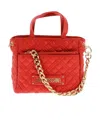 Moschino Love Faux Leather Quilted Mini Bag With Matching Pochette In Red