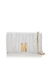 Moschino Logo Quilted Leather Chain Wallet In White