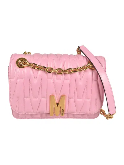 Moschino Logo Quilted Shoulder Bag In Pink