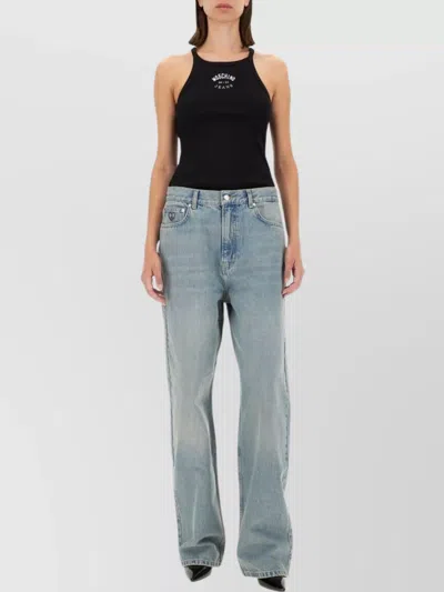 Moschino Logo Racerback Tank Top In Gray