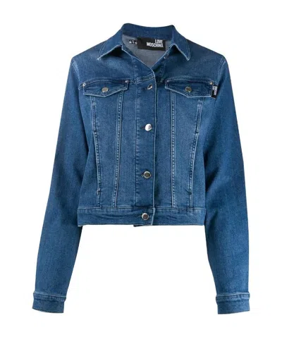 Moschino Logo Rear Printing Built-in Jacket In Blue