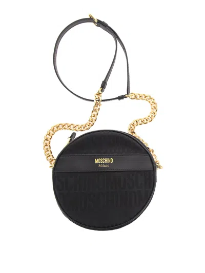 Moschino Logo Round Bag In Black