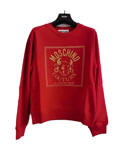 Moschino Logo Round-necked Sweater In Red
