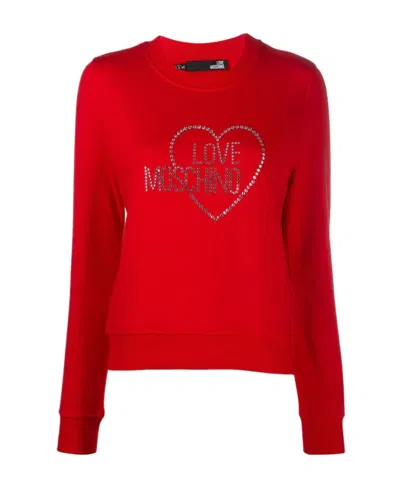 Moschino Logo Round-necked Sweater In Red