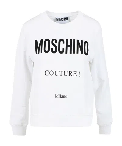 Moschino Logo Round-necked Sweater In White