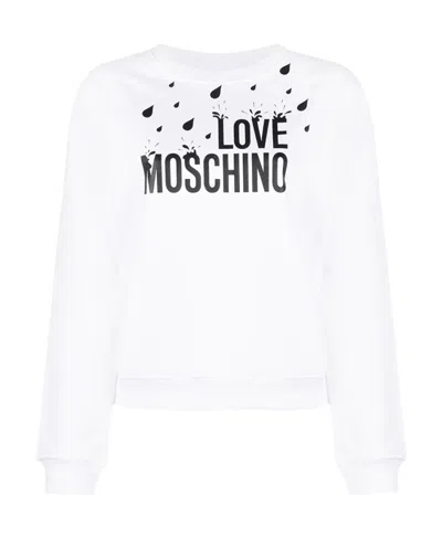 Moschino Logo Round-necked Sweater In White