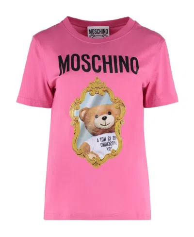 Moschino Logo Round-necked T-shirt In Pink