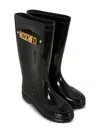 Moschino Logo Round-toe Rain Boots In Black
