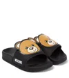 Moschino Logo Rubber Slides In Black