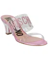 Moschino Glitter Logo Heel Sandals In Pink