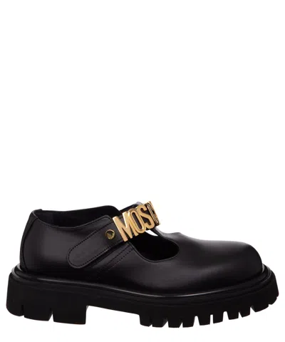 Moschino Logo Sandals In Black