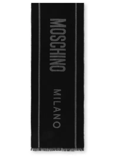Moschino Logo Scarf In Black
