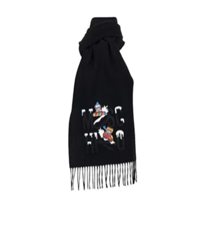 Moschino Logo Scarf In Black