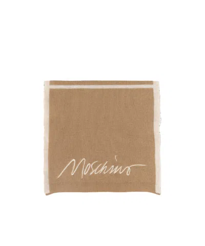 Moschino Logo Scarf In Brown