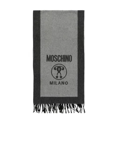 Moschino Logo Scarf In Gray