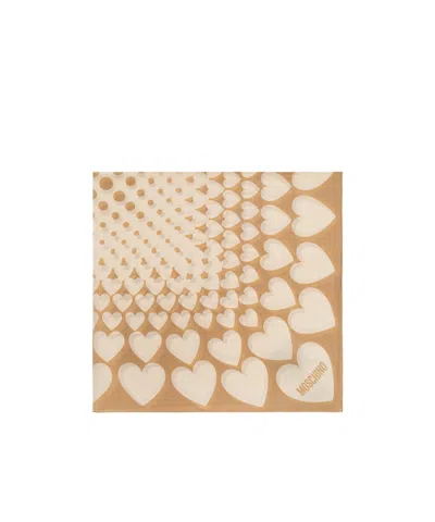 MOSCHINO HEART-PRINT SILK SCARF