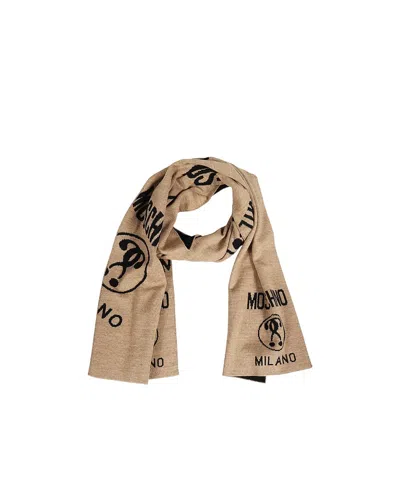 Moschino Logo Scarf In Nude